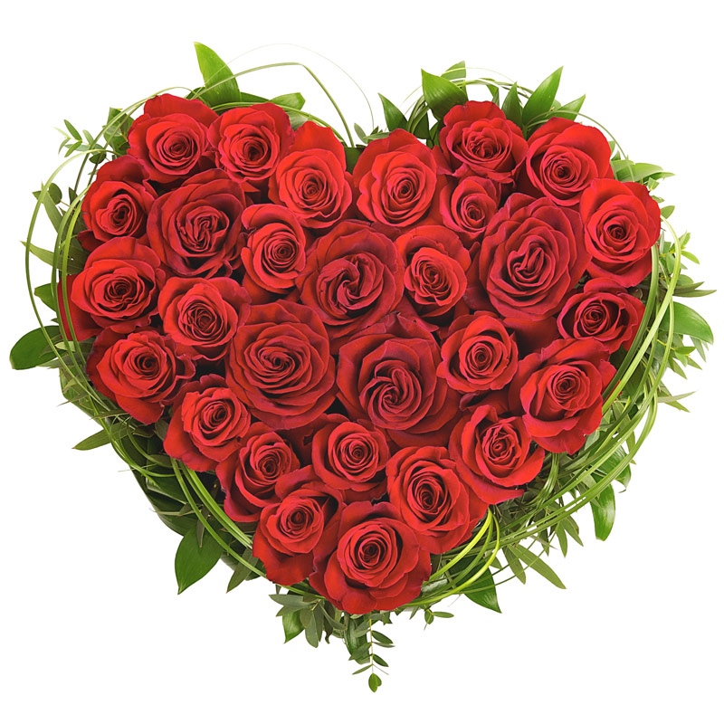 Kompozycja z czerwonych róż ułożonych w kształcie serca - Bukiet Serce dla Ciebie