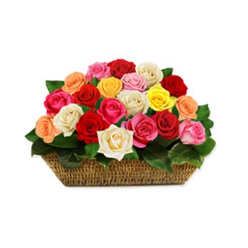 Kosz tęczowych róż dostarczymy w Twoim imieniu do każdej miejscowości w Austrii - Tęcza z róż
