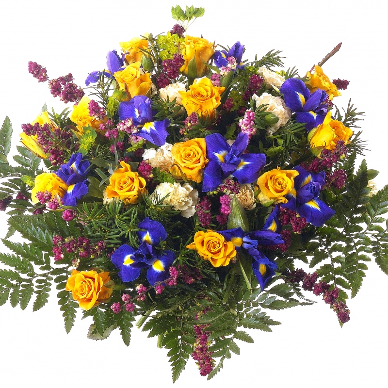 Bukiet skomponowany z kwiatów sezonowych i róż - Kwiaty Dużo Radości