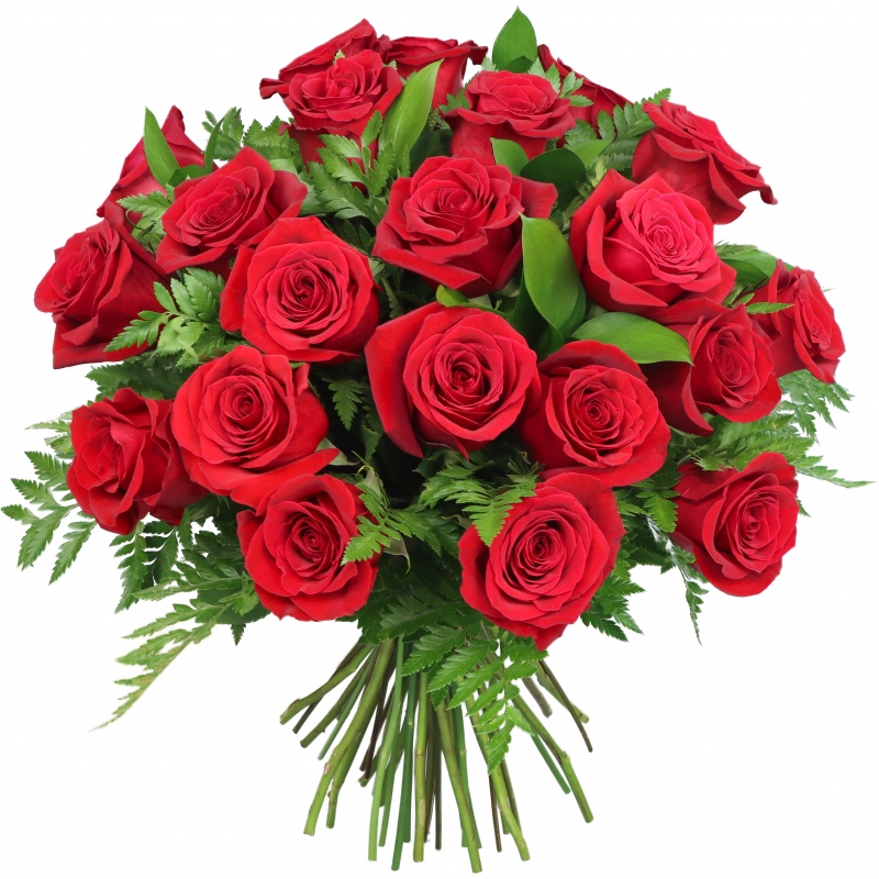 Bukiet skomponowany z 21 czerwonych róż - Płomienie Miłości