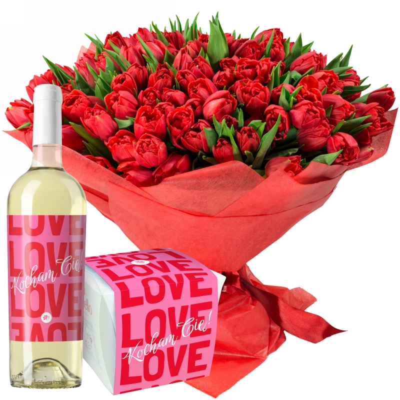 Miłosne tulipany z białym winem i Raffaello