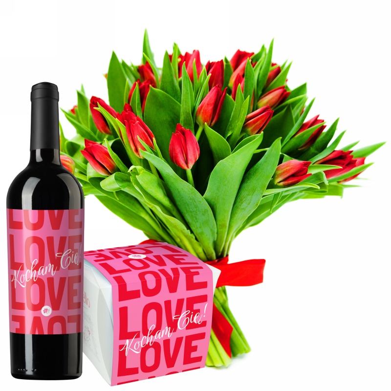Walentynkowe tulipany z czerwonym winem i Raffaello