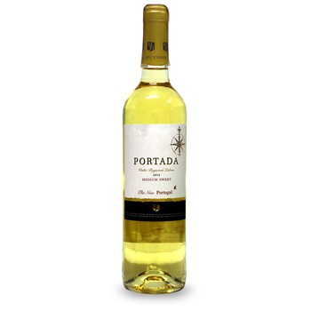 Portugalskie białe wino półsłodkie o smaku jabłka i cytryny idealny do ryb i sałatek - Białe wino Portada