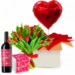 Zestaw Walentynkowy z czerwonym winem