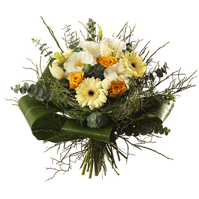 Kompozycja kwiatowa z gerber, eustom oraz róż - Bukiet Koktajlowy