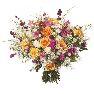 Przepiękna kompozycja kwiatowa z 11 wielokolorowych róż - Kwiaty Romantycznie