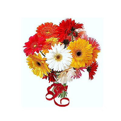 Bukiet złożony z kolorowych gerber - Kwiaty Kolorowe Szczęście