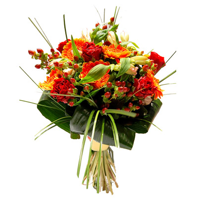 Kompozycja kwiatowa z gerber, alstromerii i róż - Bukiet dla Kobiety