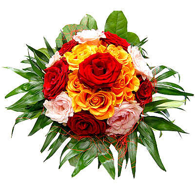 Bukiet ułożony z róż w różnych odcieniach - Kwiaty Moje Marzenie