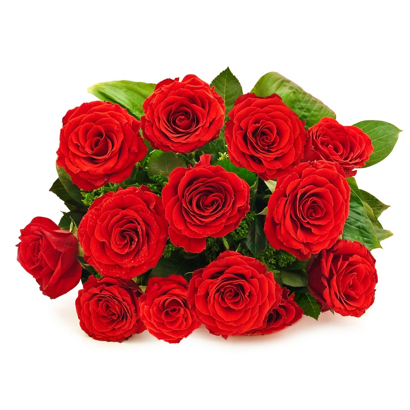 Kompozycja stworzona z tuzina czerwonych róż - Bukiet dla Jedynej