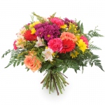 Kompozycja kwiatowa z alstromerii, margerytek i róż - Bukiet Radosna chwila