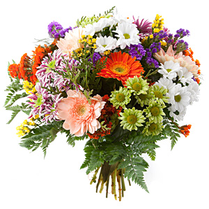 Kompozycja kwiatowa stworzona z margerytek i gerber - Bukiet Euforia Barw