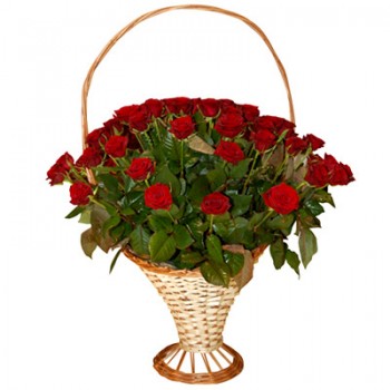 Kompozycja z 30 czerwonych róż w koszu - Kosz 30 róż