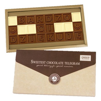 Słodkie czekoladki z napisem - Bardzo Ci dziękuję - Chocotelegram Bardzo Ci dziękuję!