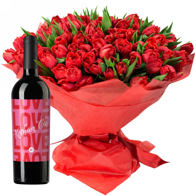 Miłosne tulipany z czerwonym winem