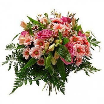 Zamów do Niemiec kompozycję z róż, margerytek oraz delikatnych kwiatów sezonowych - Bukiet Na zawsze
