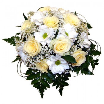 Wyślij za naszym pośrednictwem bukiet ślubny z róż i margerytek do Niemiec - Bukiet Białe kwiaty
