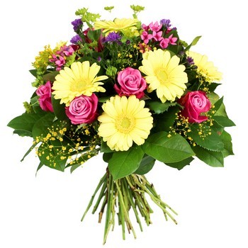 Zamów kolorowy bukiet z róż i kwiatów sezonowych z dostawą do Niemiec - Bukiet Kolory Uczuć