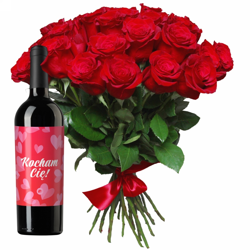 Walentynkowe róże z czerwonym winem