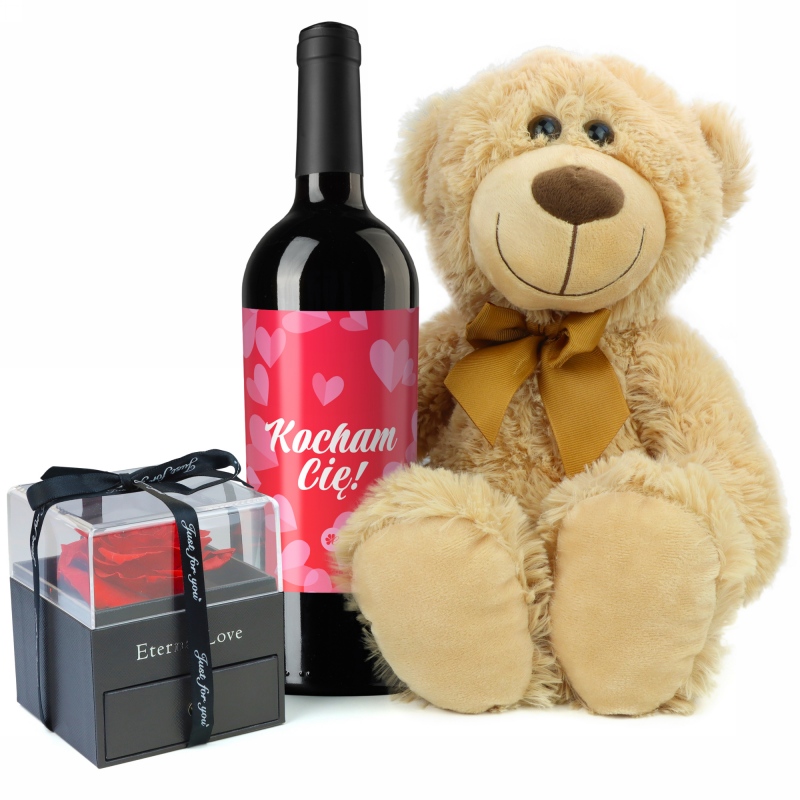 Zestaw dla Niej z wieczną różą i naszyjnikiem