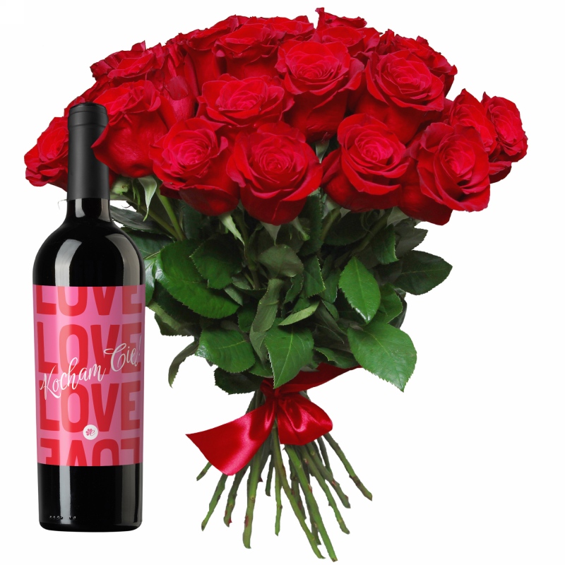 Walentynkowe róże z czerwonym winem