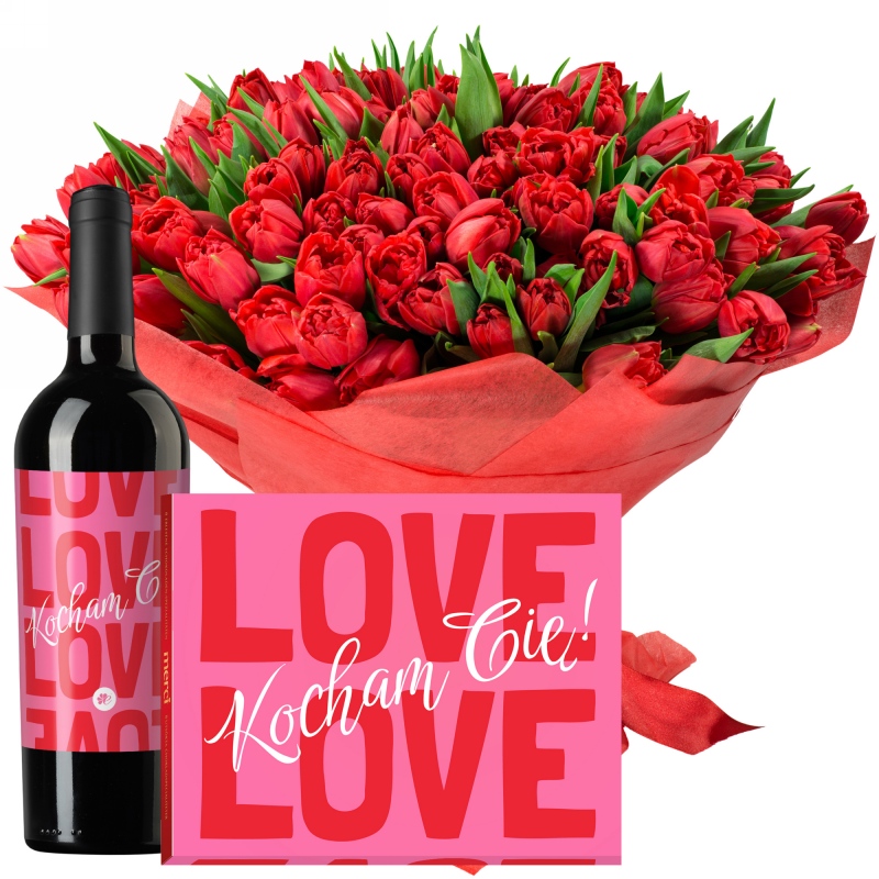 Miłosne tulipany z czerwonym winem i Merci