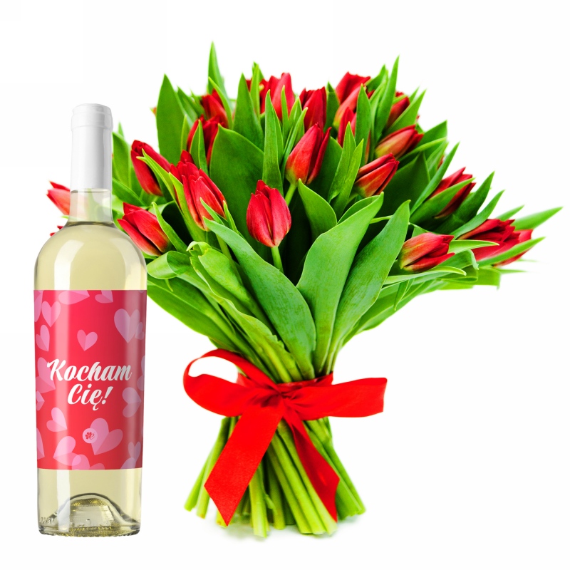 Walentynkowe tulipany z białym winem