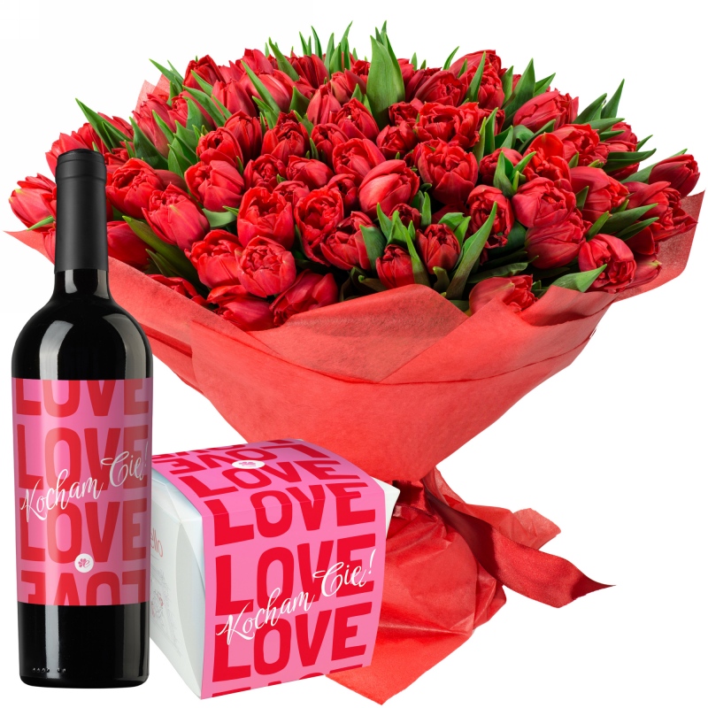 Miłosne tulipany z czerwonym winem i Raffaello