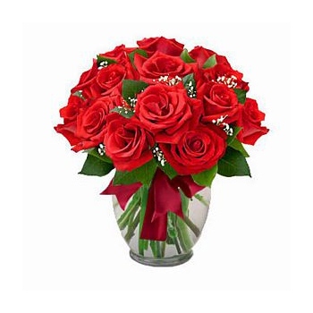 Za naszym pośrednictwem wyślesz tuzin czerwonych róż w wazonie do Stanów Zjednoczonych - Tuzin czerwonych róż w wazonie
