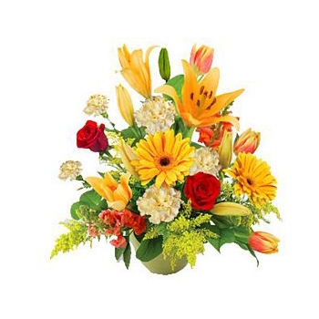 Wyślij aranżacją kwiatową z gerber, róż i lilii na Azory - Bukiet świąteczny