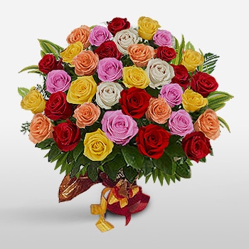 Zamów bukiet kolorowych róż z dostawą na Ukrainę - Bukiet z eleganckich róż