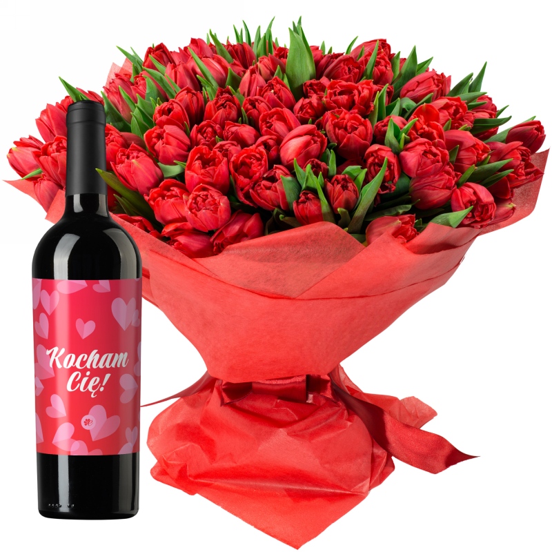 Miłosne tulipany z czerwonym winem