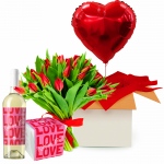 Zestaw Walentynkowy z białym winem