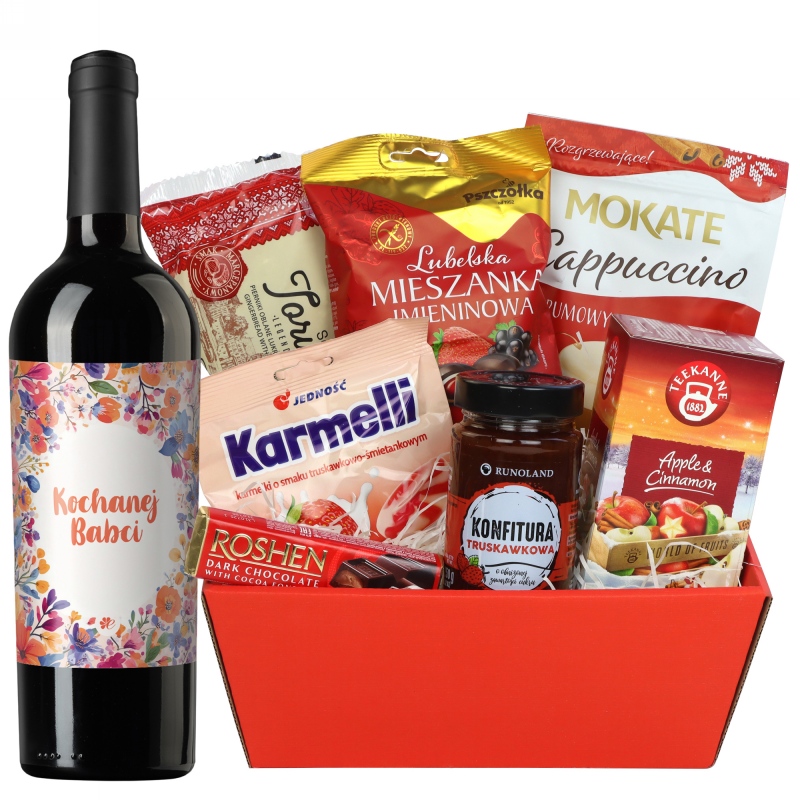 Zestaw prezentowy Sweet z winem dla Babci