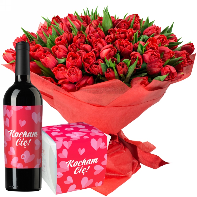 Miłosne tulipany z czerwonym winem i Raffaello