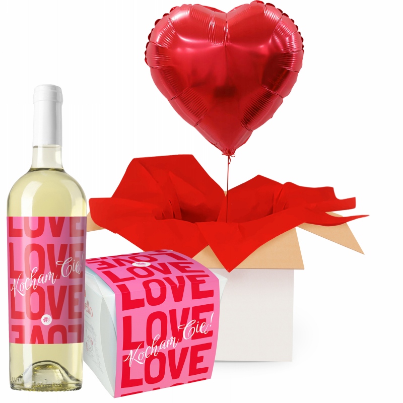 Serce z helem + wino białe + Raffaello