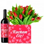 Walentynkowe tulipany z czerwonym winem i Merci