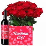 Walentynkowe róże z czerwonym winem i Merci