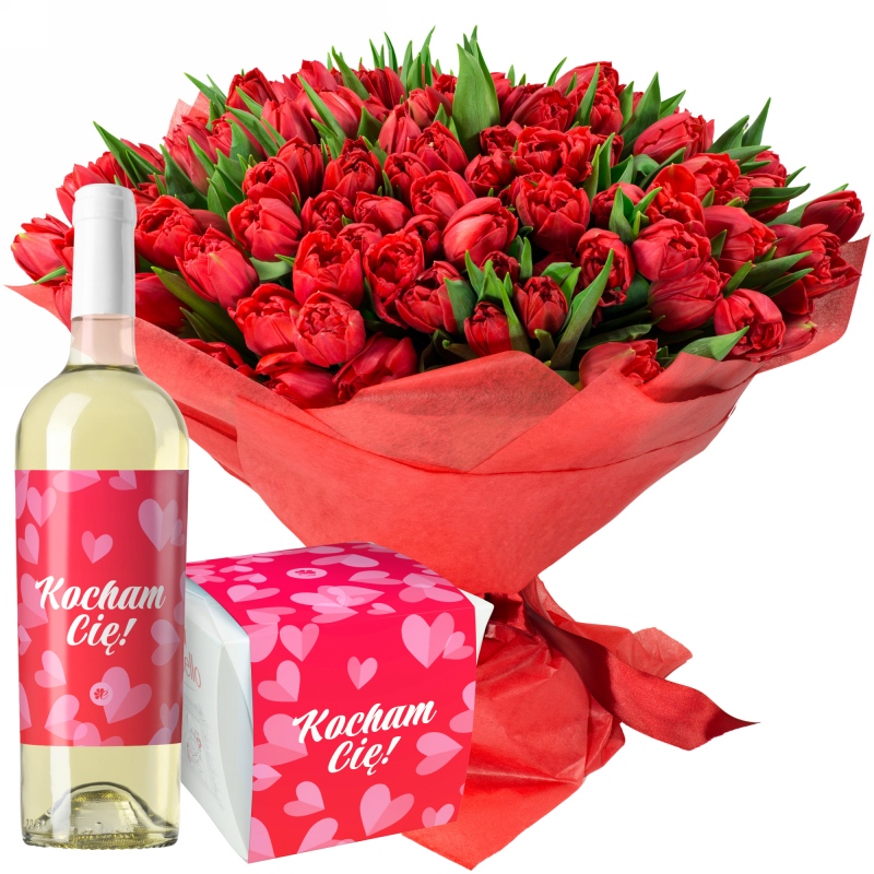 Miłosne tulipany z białym winem i Raffaello