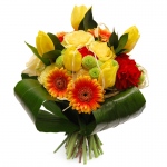 Bukiet skomponowany z tulipanów, gerber i goździków - Bukiet Wiosenny Mix