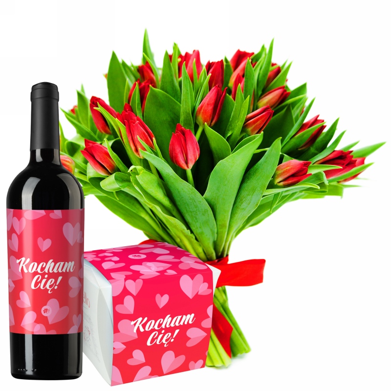 Walentynkowe tulipany z czerwonym winem i Raffaello