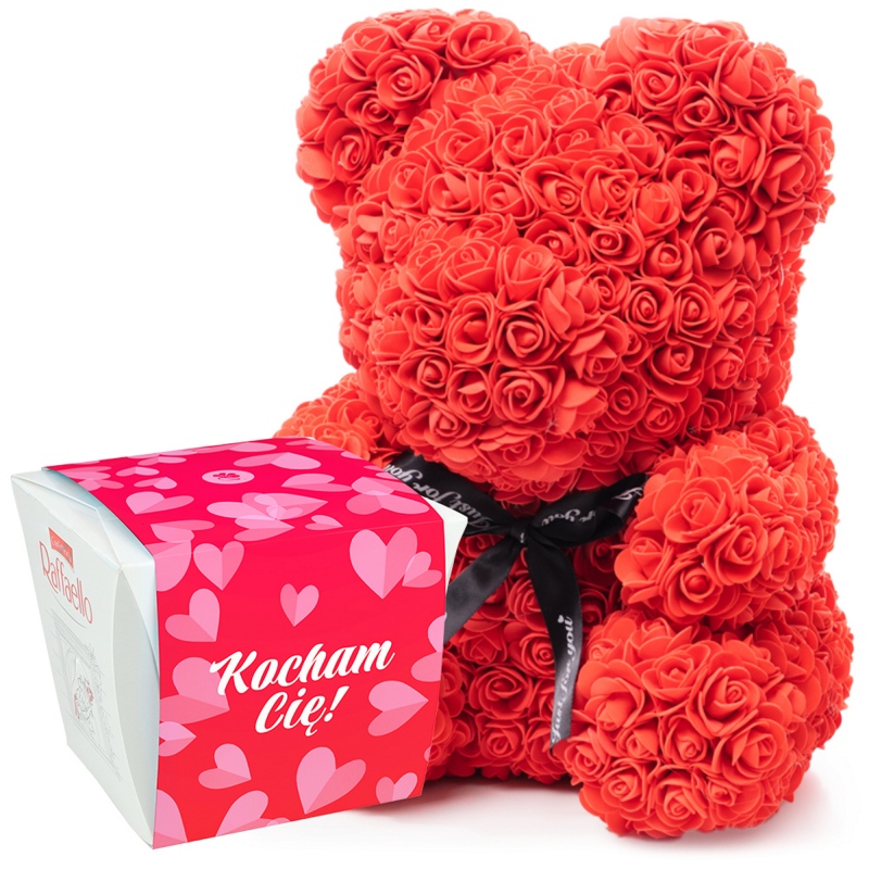 Walentynkowy miś z róż z Raffaello