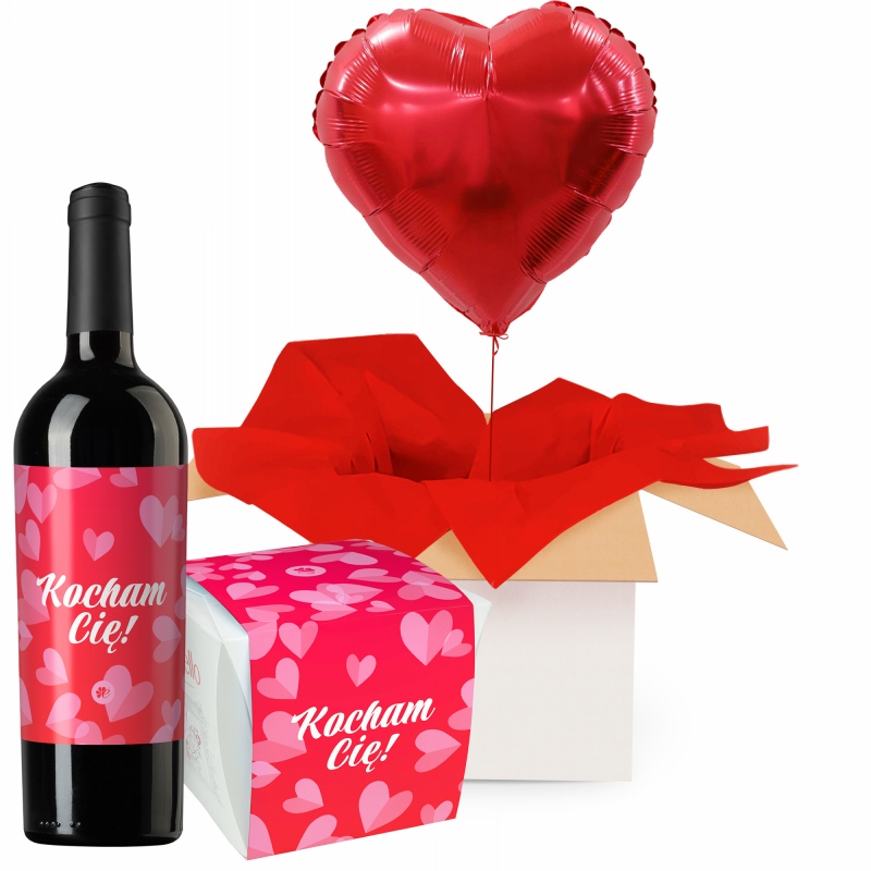 Serce z helem + wino czerwone + Raffaello