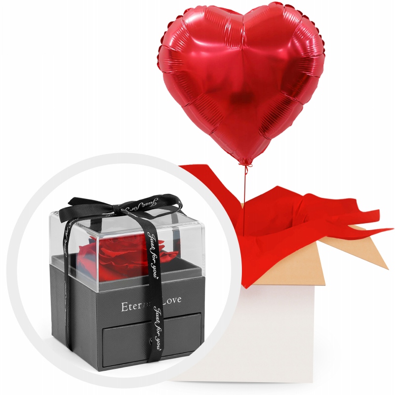 Wieczna róża z balonem z helem