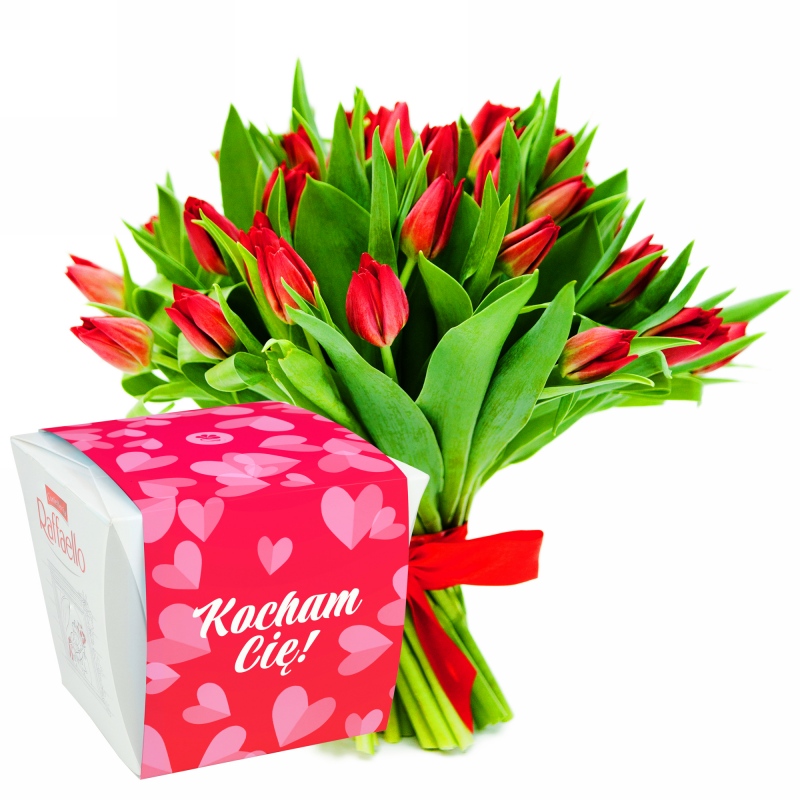 Walentynkowe tulipany z Raffaello