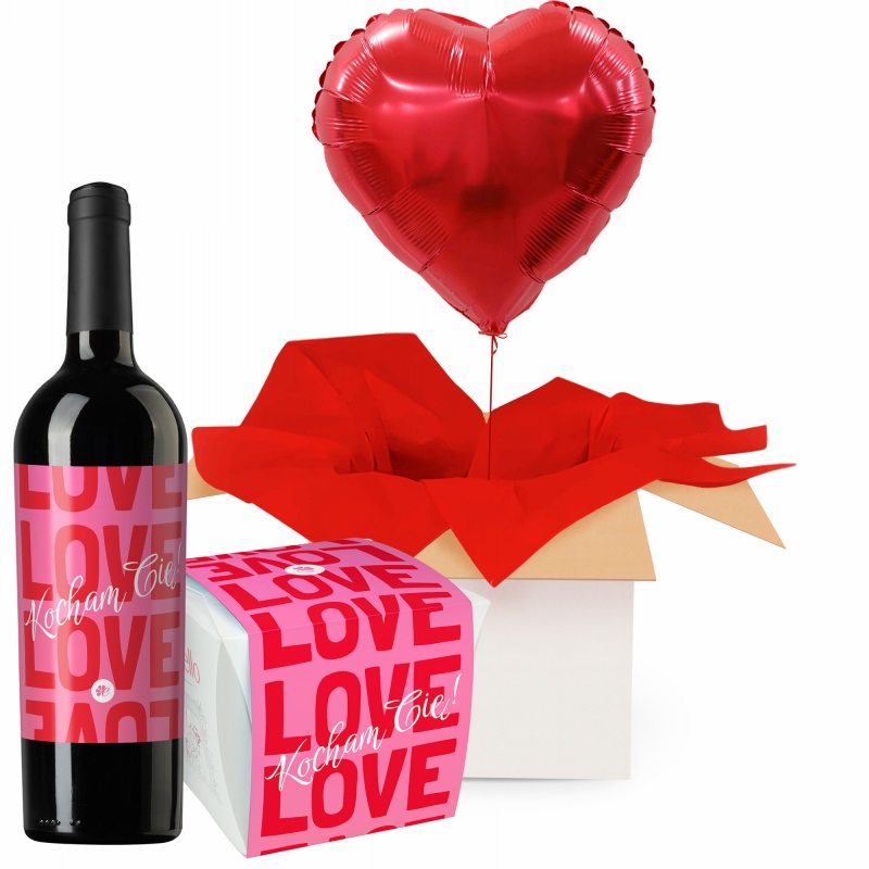 Serce z helem + wino czerwone + Raffaello