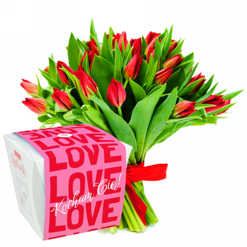 Walentynkowe tulipany z Raffaello