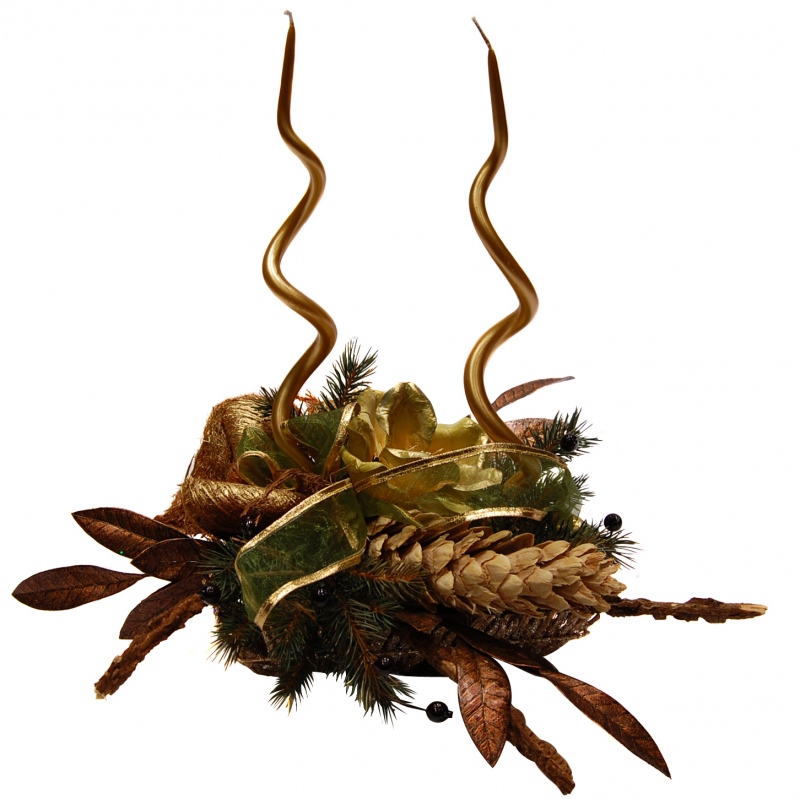 Za naszym pośrednictwem wyślesz bliskiej osobie stroik Bożonarodzeniowy w złotej kolorystyce - Stroik Świąteczny Czar