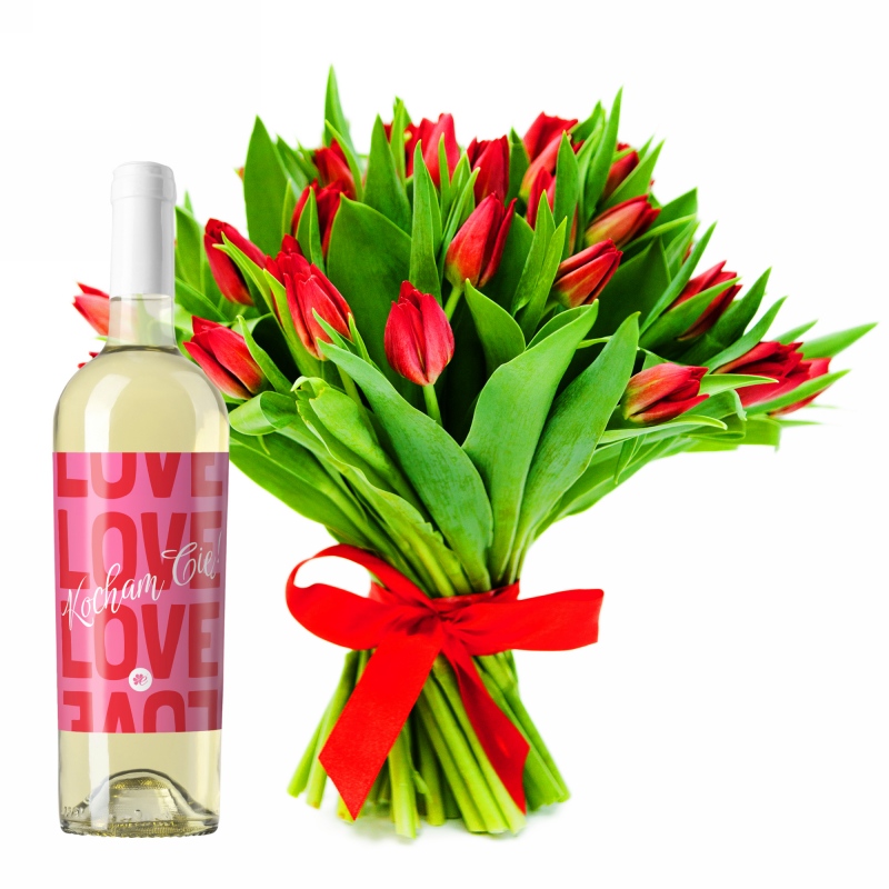 Walentynkowe tulipany z białym winem