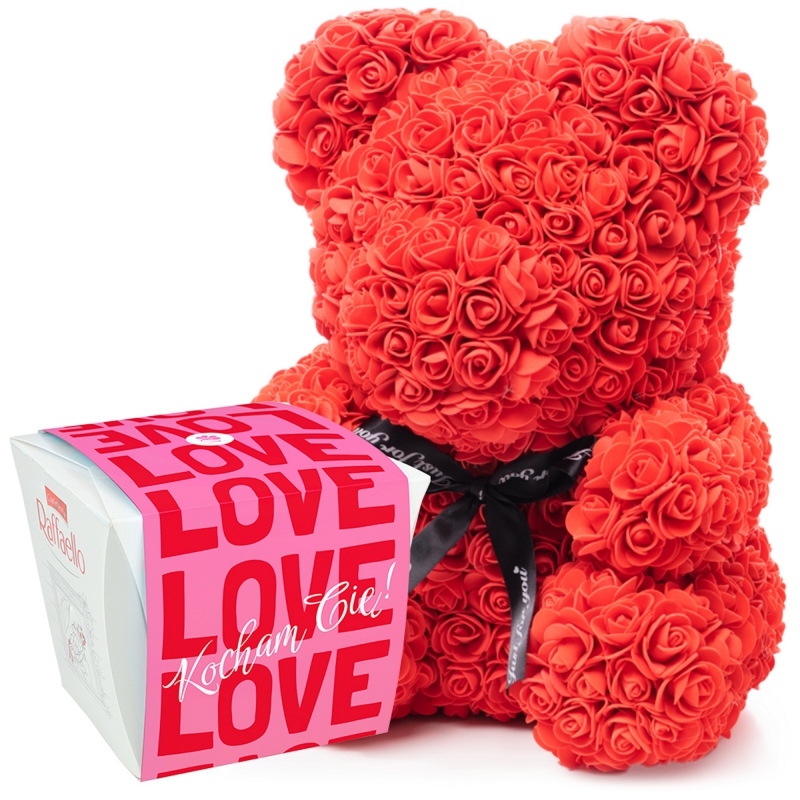 Walentynkowy miś z róż z Raffaello